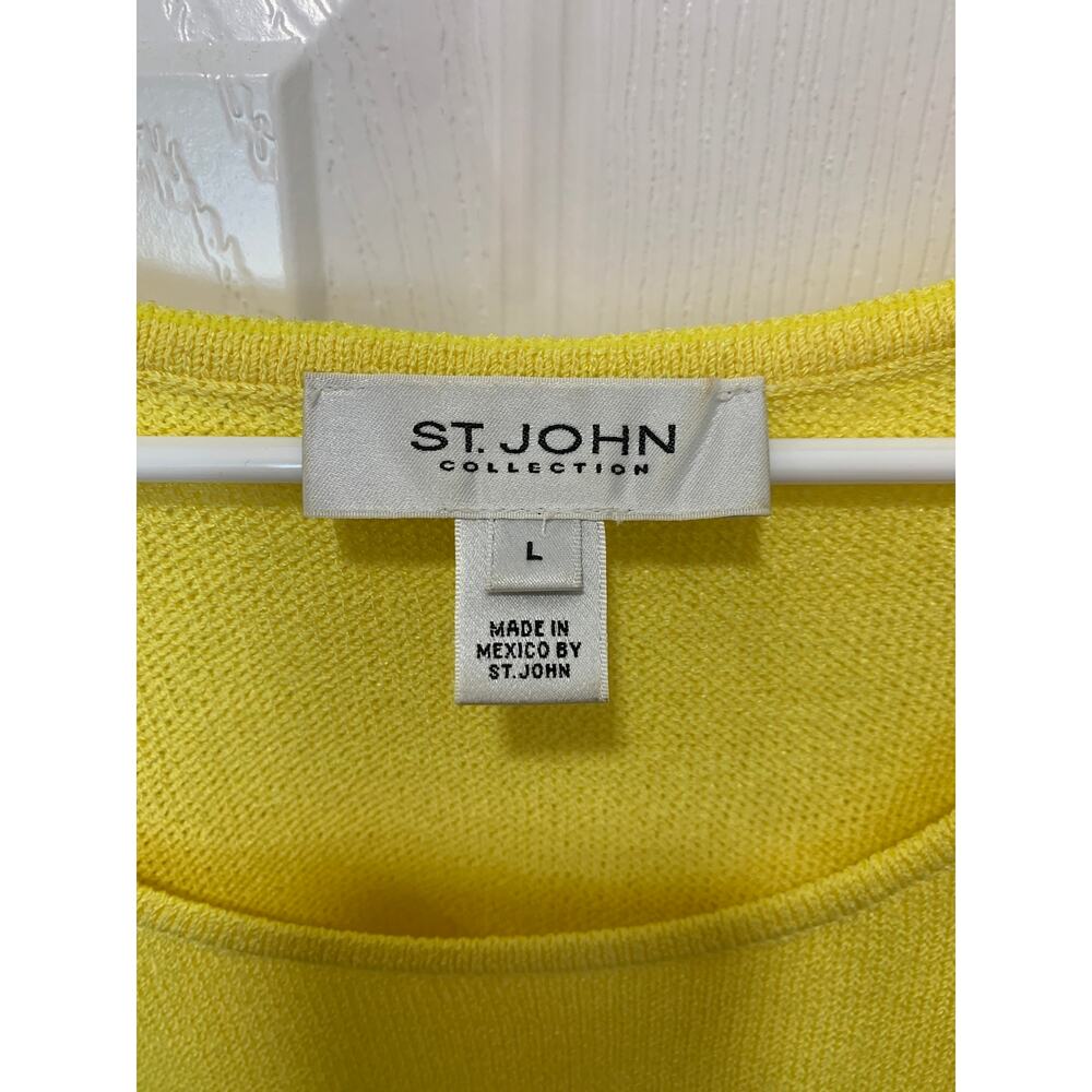 St. John Collection Yellow Santana Knit Sleeveless Top Wool Blend Size Large - Picture 4 of 4